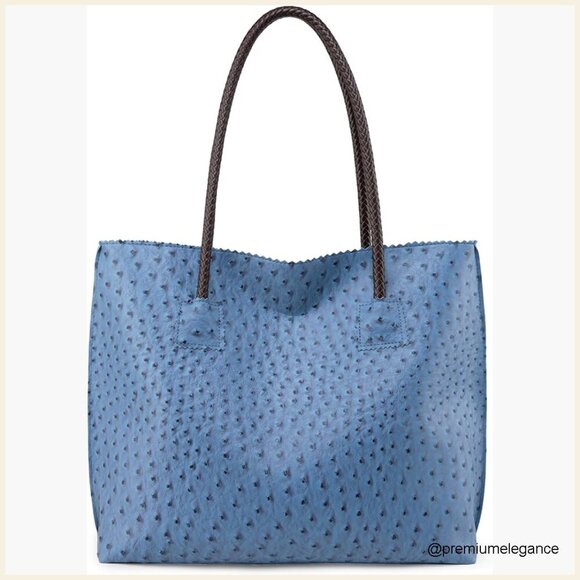 Handbags - Large Vegan Leather Tote Bag with Zipper, Fits 15" Laptop, Hobo Style